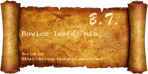 Bovics Teofánia névjegykártya